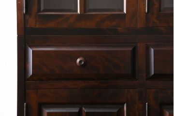 中古　美品　北海道民芸家具　HM165K　収納力抜群のシックな食器棚(カップボード、キャビネット)(定価57万円)