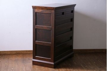 中古　美品　松本民芸家具　503型　直線のデザインが目を引く整理箪笥(引き出し、衣装箪笥、チェスト)(定価約28万円)(1)