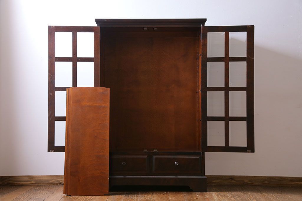 中古　美品　北海道民芸家具　シックな存在感を放つ本箱(書棚、収納棚)