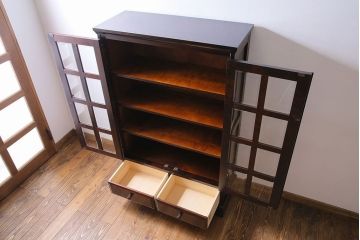 中古　美品　北海道民芸家具　シックな存在感を放つ本箱(書棚、収納棚)