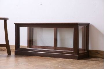 アンティーク家具　和製アンティーク　木の質感が味わい深い　卓上でも使えるガラスケース(ショーケース)
