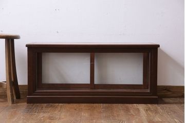 アンティーク家具　和製アンティーク　木の質感が味わい深い　卓上でも使えるガラスケース(ショーケース)