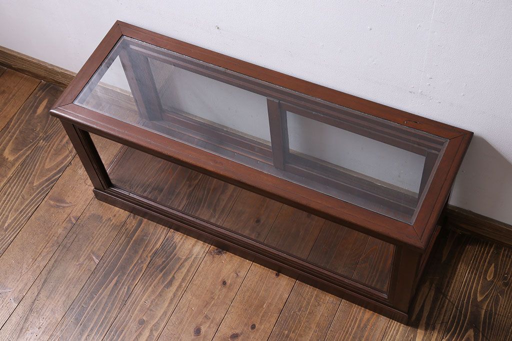 アンティーク家具　和製アンティーク　木の質感が味わい深い　卓上でも使えるガラスケース(ショーケース)