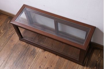 アンティーク家具　和製アンティーク　木の質感が味わい深い　卓上でも使えるガラスケース(ショーケース)