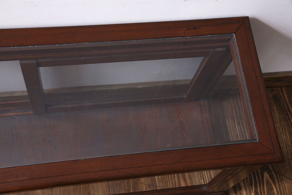 アンティーク家具　和製アンティーク　木の質感が味わい深い　卓上でも使えるガラスケース(ショーケース)