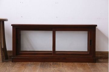 アンティーク家具　和製アンティーク　木の質感が味わい深い　卓上でも使えるガラスケース(ショーケース)