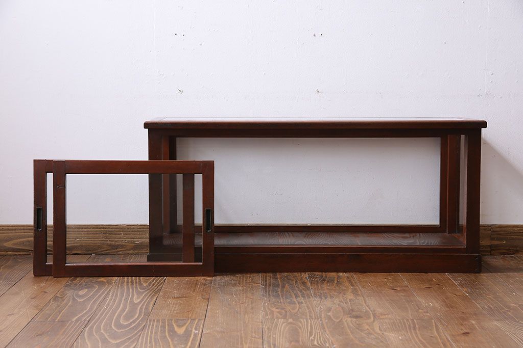 アンティーク家具　和製アンティーク　木の質感が味わい深い　卓上でも使えるガラスケース(ショーケース)