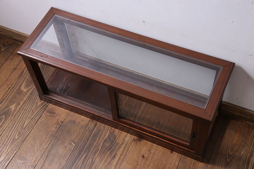 アンティーク家具　和製アンティーク　木の質感が味わい深い　卓上でも使えるガラスケース(ショーケース)