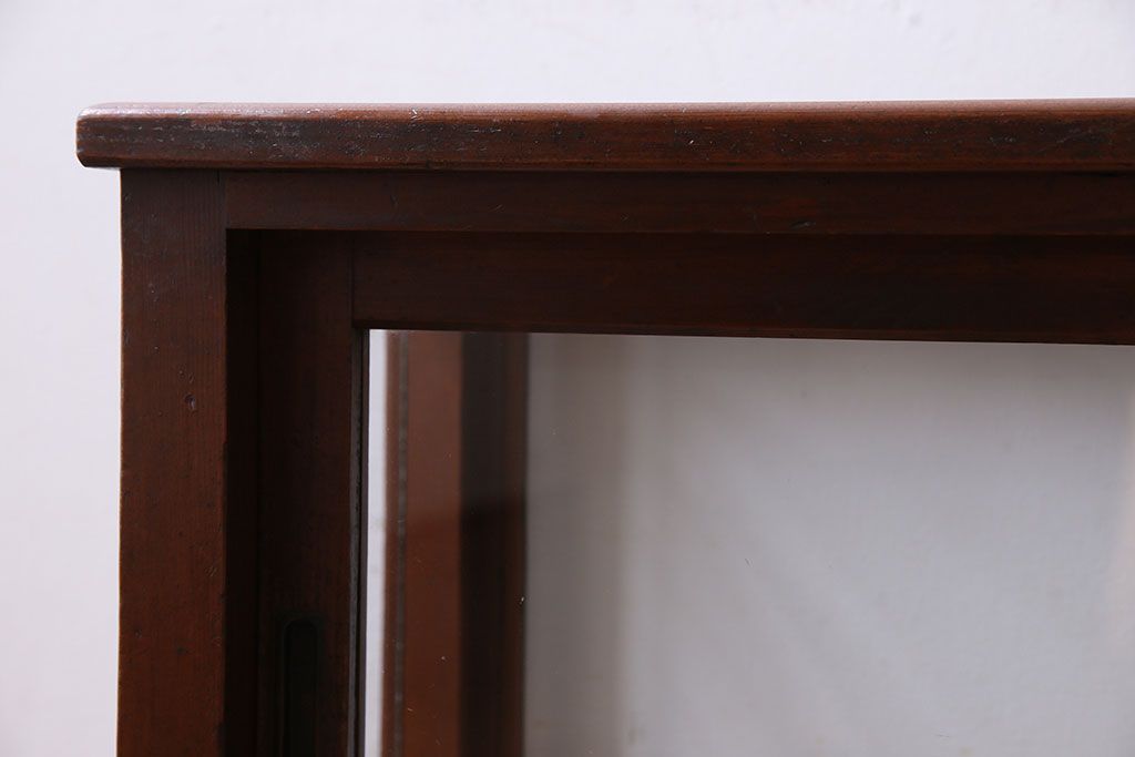 アンティーク家具　和製アンティーク　木の質感が味わい深い　卓上でも使えるガラスケース(ショーケース)