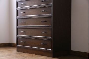 ビンテージ　永田良介商店製　S型　シックなデザインの整理箪笥(チェスト)(定価41万円)