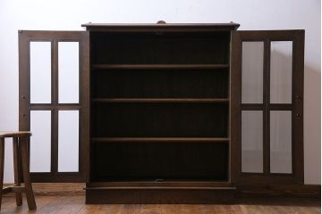 中古　希少!永田良介商店製　気品漂う格子型本箱(ブックケース、収納棚、戸棚)(定価37万円)