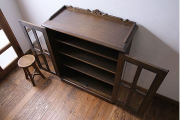 中古　希少!永田良介商店製　気品漂う格子型本箱(ブックケース、収納棚、戸棚)(定価37万円)