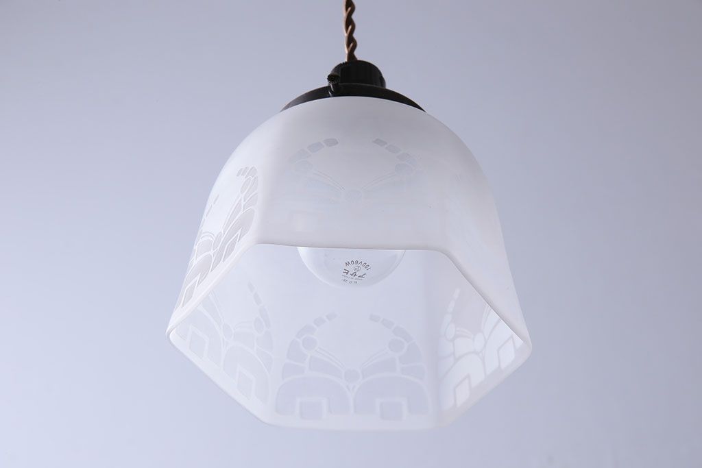 アンティーク　エッチング加工がおしゃれなシェード(天井照明、ペンダントライト)