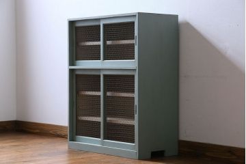 ペイント家具　フレンチナチュラルな雰囲気のグリアージュキャビネット(収納棚、戸棚)