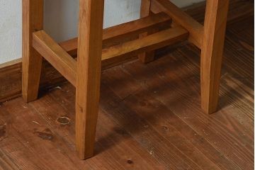レトロ家具　昭和レトロ　古いケヤキ材のシンプルなクッションスツール(椅子、チェア)