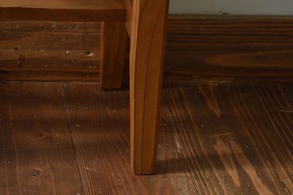 レトロ家具　昭和レトロ　古いケヤキ材のシンプルなクッションスツール(椅子、チェア)