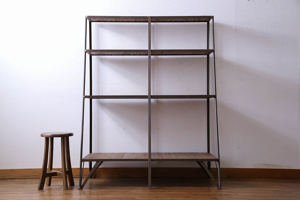 ラフジュオリジナル メンズライクの台形アイアンラック(飾り棚、陳列棚)