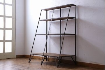 ラフジュオリジナル メンズライクの台形アイアンラック(飾り棚、陳列棚)