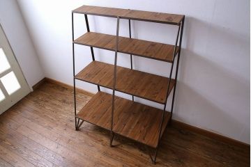 ラフジュオリジナル メンズライクの台形アイアンラック(飾り棚、陳列棚)