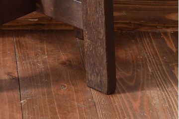 アンティーク雑貨　和製アンティーク　古いナラ材の木製スツール(丸椅子、チェア、花台)(1)