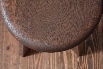 アンティーク雑貨　和製アンティーク　古いナラ材の木製スツール(丸椅子、チェア、花台)(2)