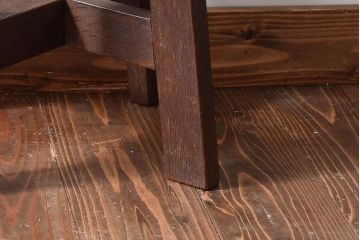 アンティーク雑貨　和製アンティーク　古いナラ材の木製スツール(丸椅子、チェア、花台)(2)