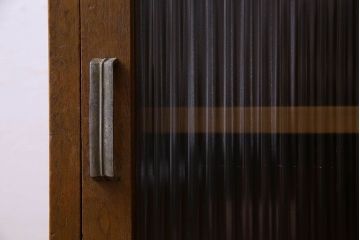 アンティーク雑貨　昭和レトロ　モールガラス使用　レトロな木製サイドキャビネット(サイドテーブル、収納棚、電話台、花台)