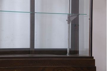 アンティーク家具　大正ロマン　色ガラス入り　シックな雰囲気漂うタバコ屋の台付きガラスケース(ショーケース、飾り棚、陳列棚)