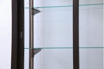 アンティーク家具　大正ロマン　色ガラス入り　シックな雰囲気漂うタバコ屋の台付きガラスケース(ショーケース、飾り棚、陳列棚)