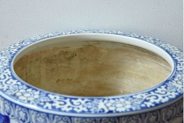 アンティーク雑貨　骨董　山水図　風情溢れるアンティーク瀬戸火鉢(鉢カバー)
