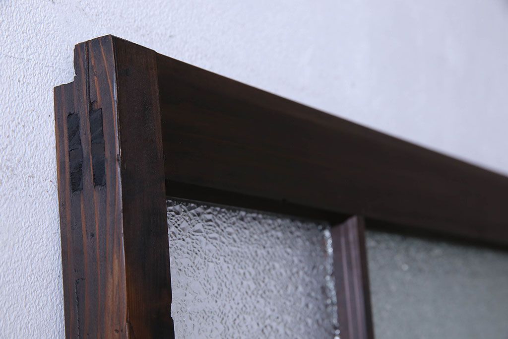 和製アンティーク　ダイヤガラス入り　モダンなデザインのガラス戸(引き戸、建具)