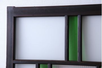 和製アンティーク　大正ロマン香る　色ガラス入りのガラス戸(引き戸、建具)2枚組