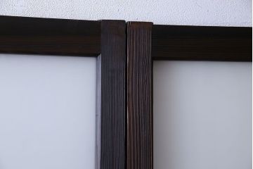 和製アンティーク　大正ロマン香る　色ガラス入りのガラス戸(引き戸、建具)2枚組