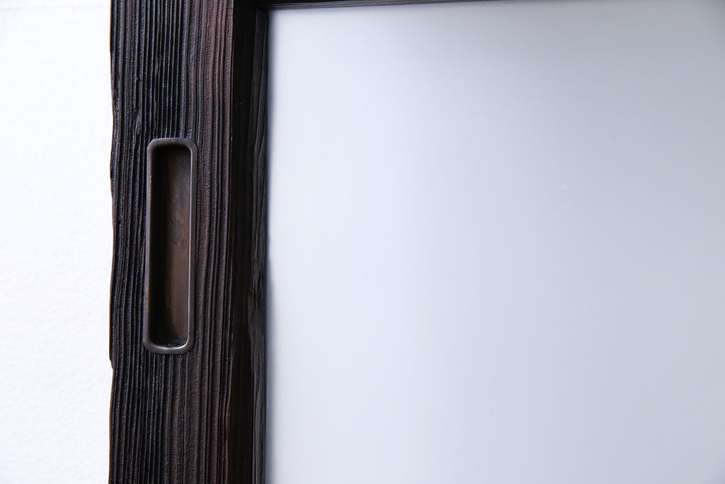 和製アンティーク　大正ロマン香る　色ガラス入りのガラス戸(引き戸、建具)2枚組