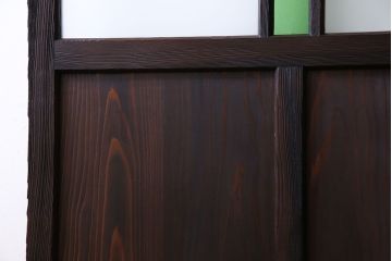 和製アンティーク　大正ロマン香る　色ガラス入りのガラス戸(引き戸、建具)2枚組