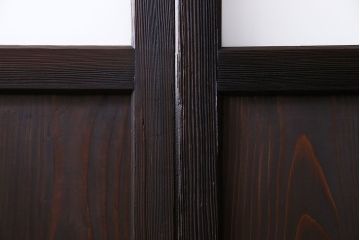 和製アンティーク　大正ロマン香る　色ガラス入りのガラス戸(引き戸、建具)2枚組