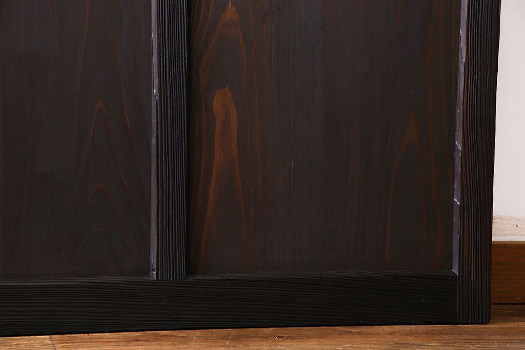 和製アンティーク　大正ロマン香る　色ガラス入りのガラス戸(引き戸、建具)2枚組