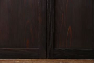 和製アンティーク　大正ロマン香る　色ガラス入りのガラス戸(引き戸、建具)2枚組