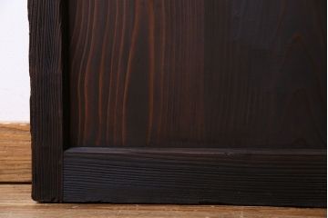 和製アンティーク　大正ロマン香る　色ガラス入りのガラス戸(引き戸、建具)2枚組