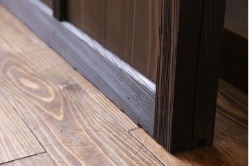 和製アンティーク　大正ロマン香る　色ガラス入りのガラス戸(引き戸、建具)2枚組