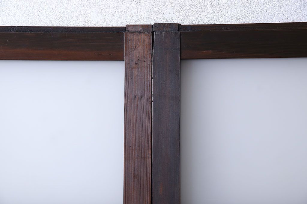 和製アンティーク　大正ロマン香る　色ガラス入りのガラス戸(引き戸、建具)2枚組