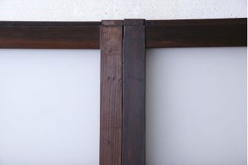 和製アンティーク　大正ロマン香る　色ガラス入りのガラス戸(引き戸、建具)2枚組