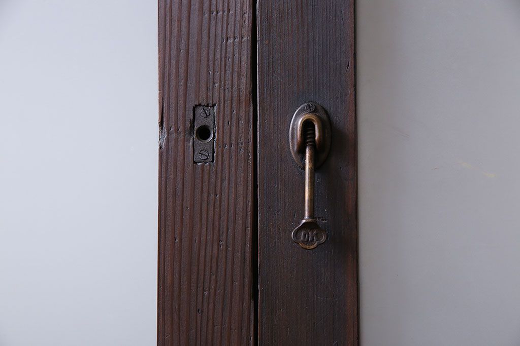 和製アンティーク　大正ロマン香る　色ガラス入りのガラス戸(引き戸、建具)2枚組