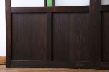 和製アンティーク　大正ロマン香る　色ガラス入りのガラス戸(引き戸、建具)2枚組