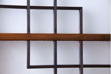 昭和レトロ　組子のデザインが魅力的なガラス戸(引き戸、建具)2枚組