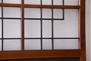 昭和レトロ　組子のデザインが魅力的なガラス戸(引き戸、建具)2枚組