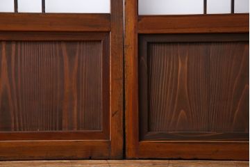 昭和レトロ　組子のデザインが魅力的なガラス戸(引き戸、建具)2枚組