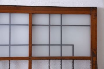 昭和レトロ　組子のデザインが魅力的なガラス戸(引き戸、建具)2枚組
