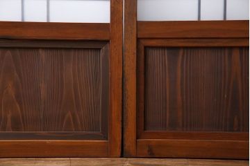 昭和レトロ　組子のデザインが魅力的なガラス戸(引き戸、建具)2枚組