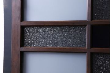 和製アンティーク　色ガラス入り　大正ロマンの雰囲気漂うガラス戸(引き戸、建具)2枚組